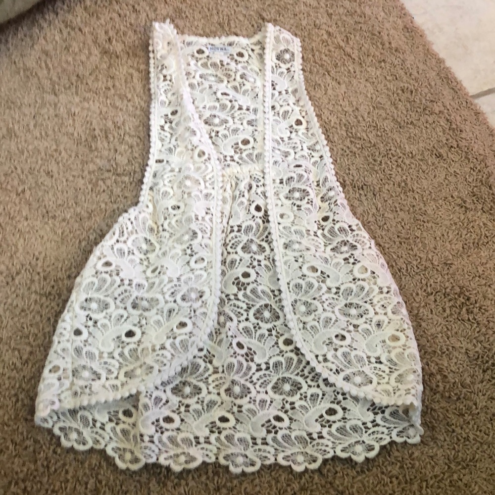 Anthropologie Moyna Heirloom Lace Vest SZ S